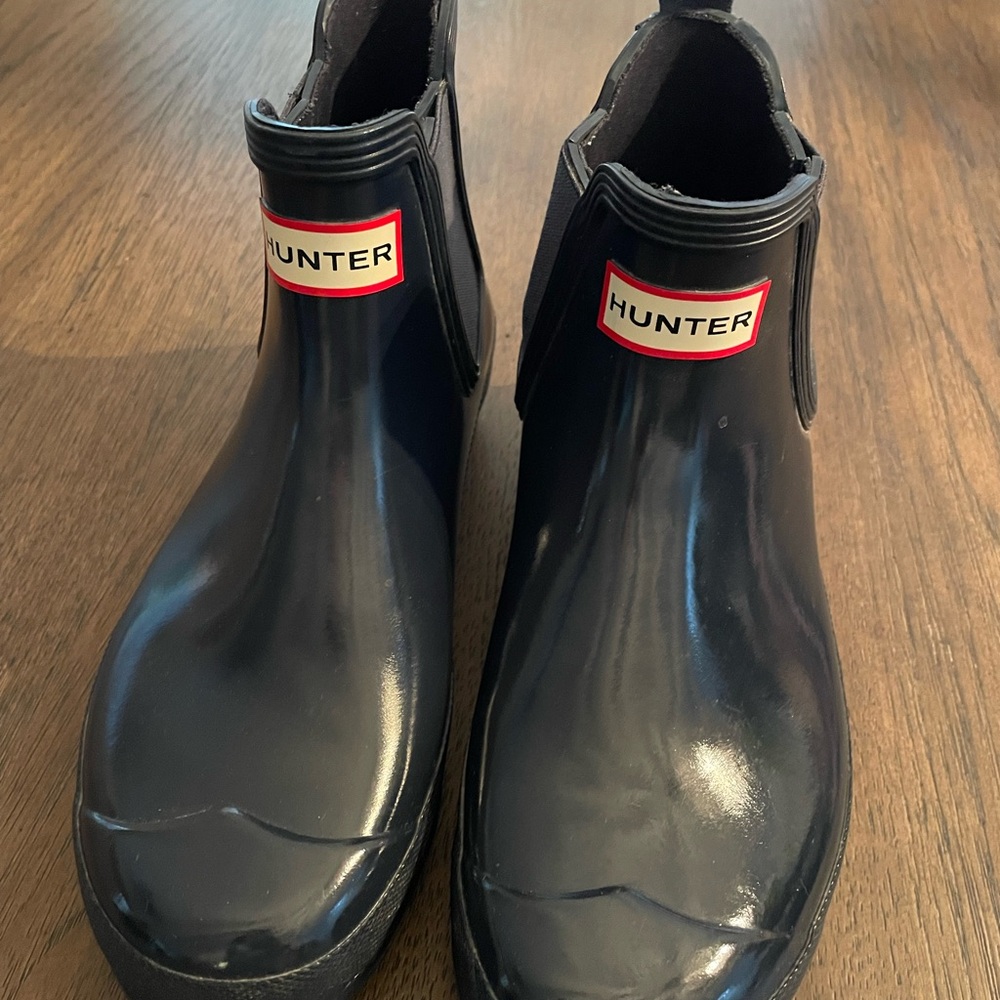 Hunter Wellies Original Gloss Chelsea Boots Navy Blue